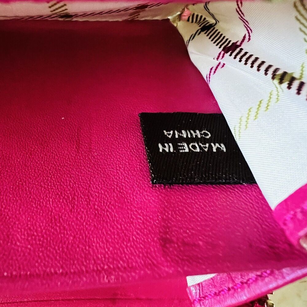 COACH Heritage Khaki Pink Stripe Accordion Zip Wallet In Signature Canvas - Picture 7 of 8